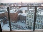 View of Manchester City Centre covered in snow taken from a hotel balcony by LGBT fantasy book writer Catherine Green of SpookyMrsGreen.com mindful parenting and modern pagan lifestyle blog.