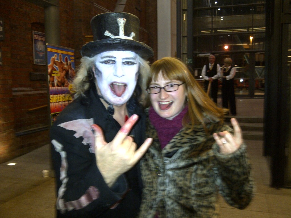 spooky photo Dr Haze Circus of Horrors with vampire writer Catherine Green at SpookyMrsGreen.com mindful parenting and modern pagan lifestyle blog.