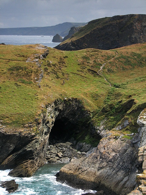 Merlin's Cave in Cornwall (Image credit unknown) inspiration for LGBT fantasy book series by Catherine Green of SpookyMrsGreen.com mindful parenting and modern pagan lifestyle blog.
