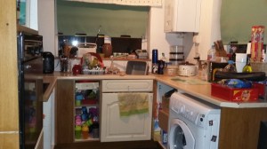 Image of a small, crowded kitchen in a Victorian terraced house in UK. My Kitchen Renovation: My Old Kitchen at SpookyMrsGreen.com