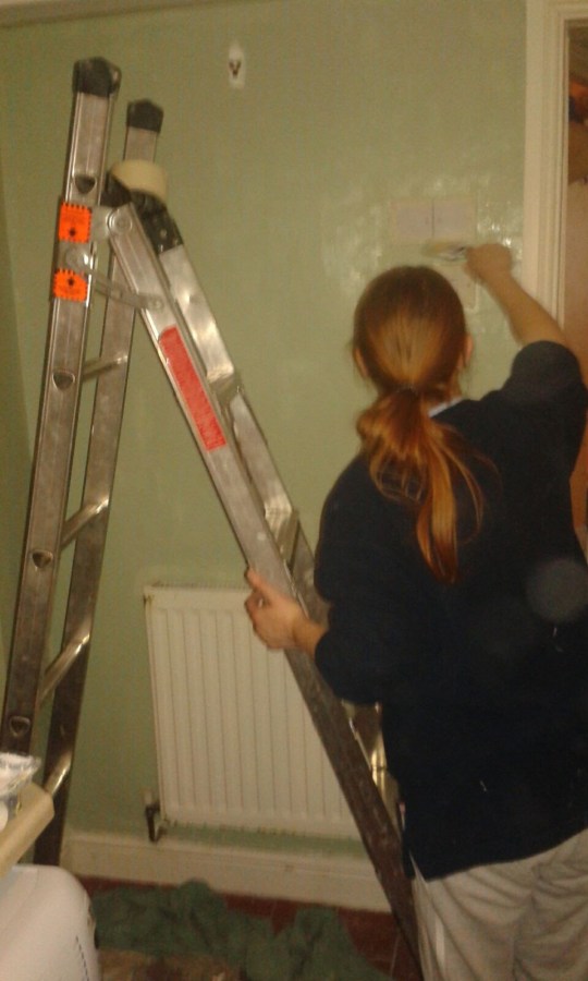 SpookyMrsGreen DIY Queen Catherine painting the wall at SpookyMrsGreen.com mindful parenting and modern pagan lifestyle blog.