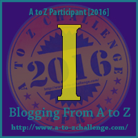 #AtoZChallenge Badge I by vampire writer Catherine Green at SpookyMrsGreen.com mindful parenting and modern pagan lifestyle blog.