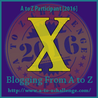 #AtoZChallenge Badge X by vampire writer Catherine Green at SpookyMrsGreen.com mindful parenting and modern pagan lifestyle blog.