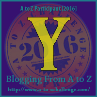 #AtoZChallenge Badge Y by vampire writer Catherine Green at SpookyMrsGreen.com mindful parenting and modern pagan lifestyle blog.