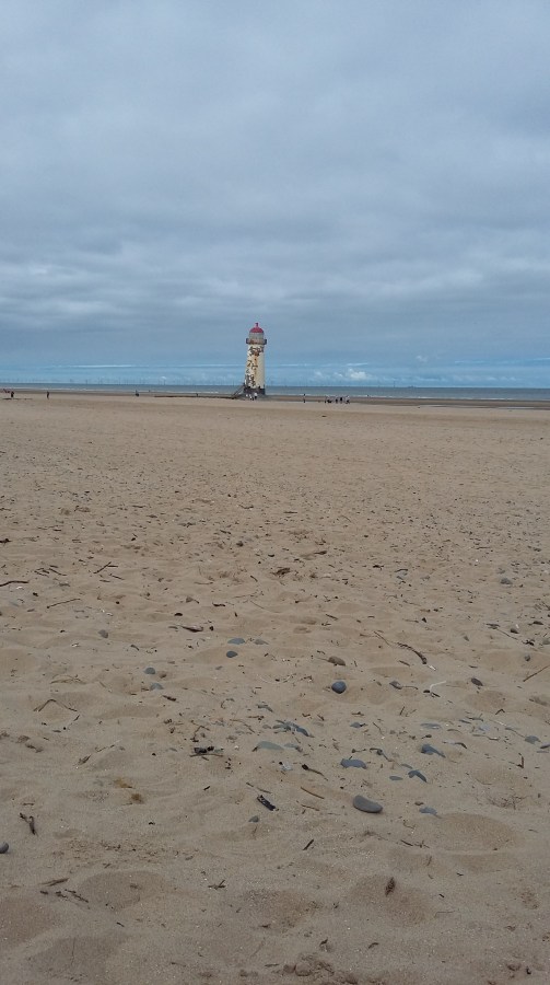 Talacre Lighthouse on a Beach in North Wales by Talacre Beach in North Wales by SpookyMrsGreen.com mindful parenting and modern pagan lifestyle blog. Copyright Catherine Green