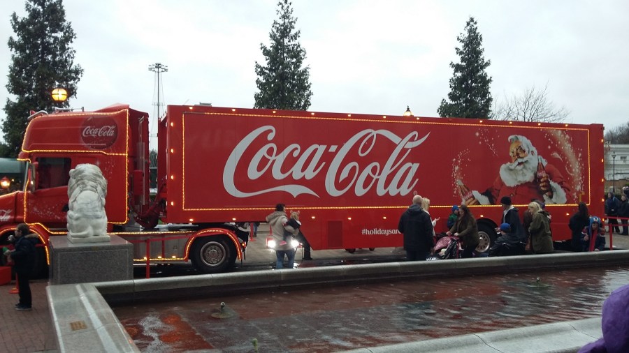 "Holidays are Coming" Coca Cola Christmas Lorry at The Trafford Centre Manchester photo copyright Catherine Green of SpookyMrsGreen.com mindful parenting and modern pagan lifestyle blog.