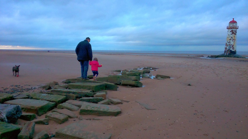 Talacre Beach Lighthouse in North Wales by SpookyMrsGreen.com mindful parenting and modern pagan lifestyle blog. Copyright Catherine Green