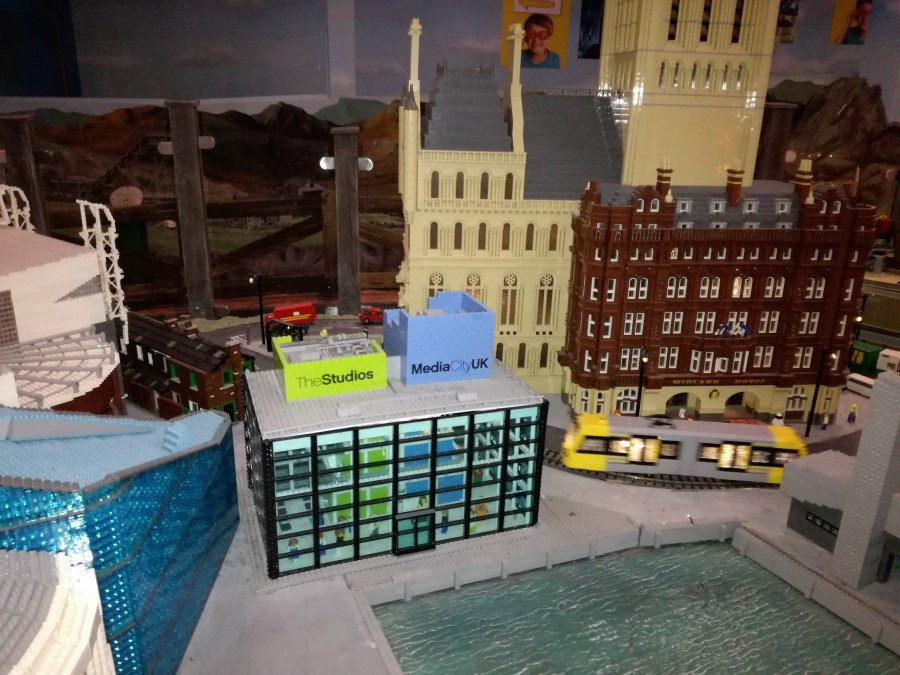 LEGO Manchester City Buildings Media City UK at LEGOLAND Discovery Manchester reviewed by SpookyMrsGreen.com mindful parenting and modern pagan lifestyle blog.