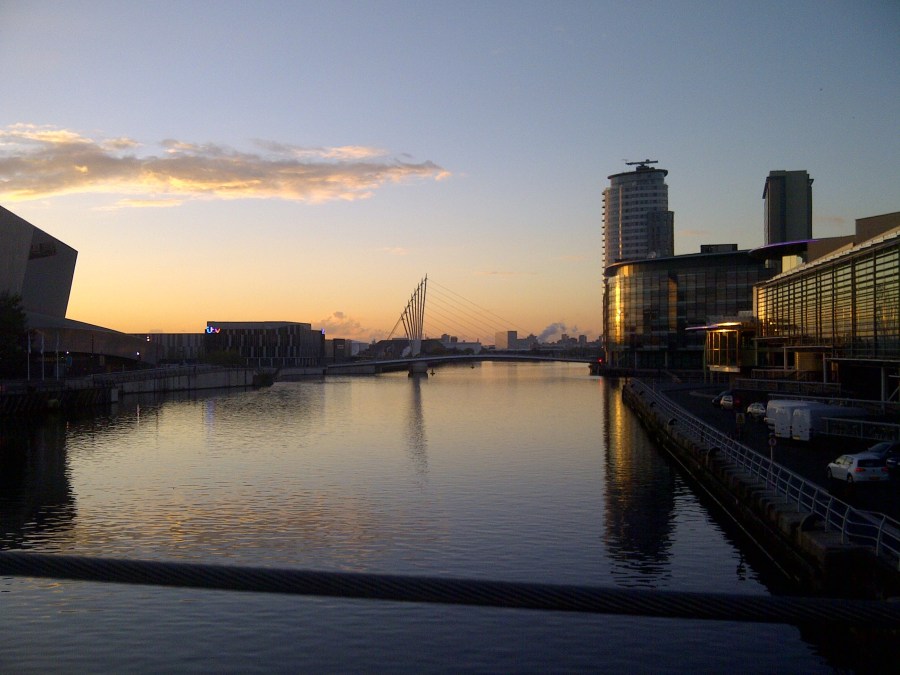 Sunset over Salford Quays Media City UK photo copyright Catherine Green of SpookyMrsGreen.com mindful parenting and modern pagan lifestyle blog.