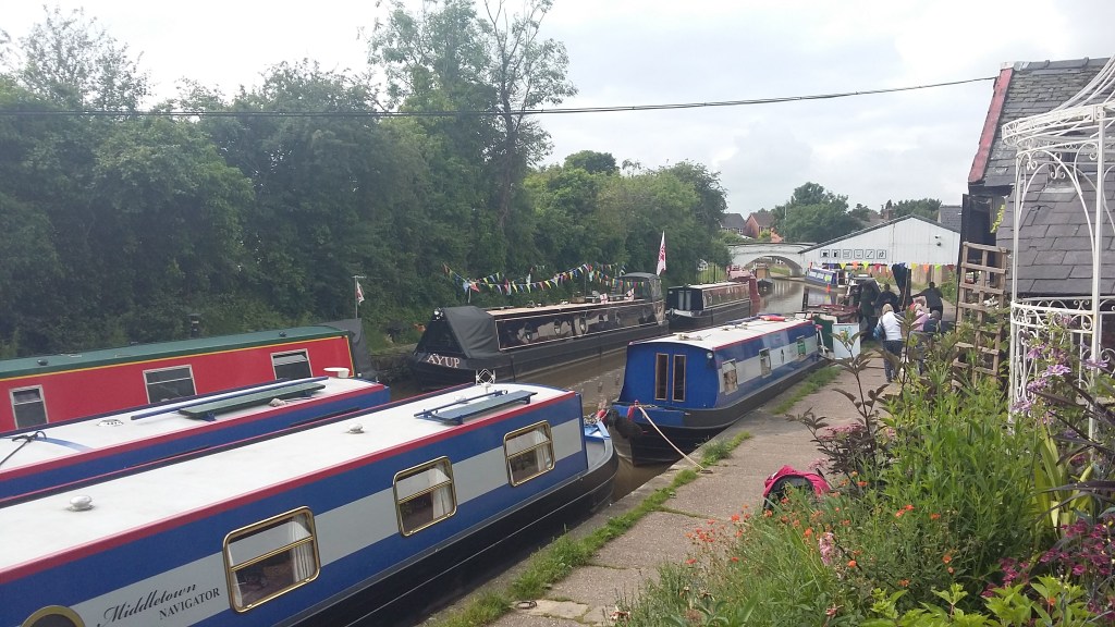 Photo of narrowboats at Middlewich (FAB) Folk and Boat Festival copyright Catherine Green at SpookyMrsGreen.com pagan lifestyle blog.