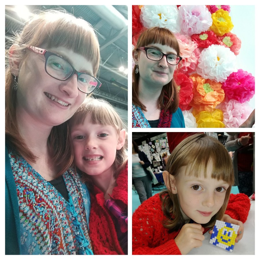 Photo of a mum and daughter at the Hobbycrafts Live Show at NEC Birmingham. #MummyMonday The Hobbycraft Show at Birmingham NEC. For SpookyMrsGreen.com mindful parenting and modern pagan lifestyle blog.