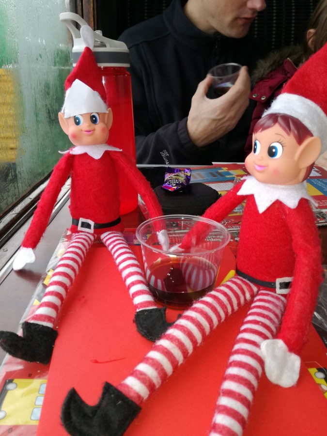 #MummyMonday Christmas Elves on the train at Churnet Valley Railway in December by SpookyMrsGreen.com mindful parenting and modern pagan lifestyle blog.