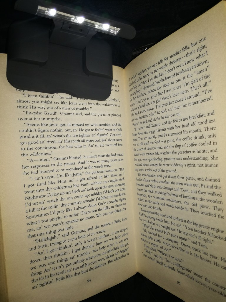 #ProductReview Clip-on light for book or Kindle reviewed by SpookyMrsGreen.com mindful parenting and modern pagan lifestyle blog.