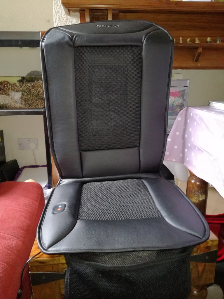 #ProductReview Naipo Heated Car Seat pad massage cushion reviewed by SpookyMrsGreen.com mindful parenting and modern pagan lifestyle blog.