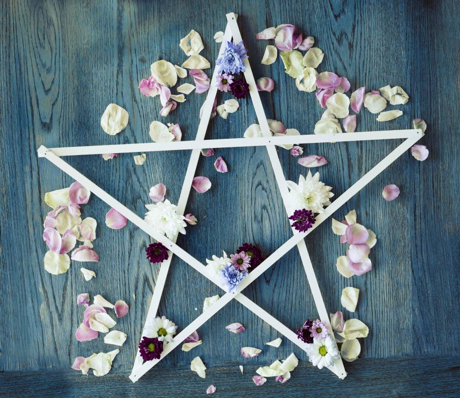 Pentagram and Flower Petals by NEJ Photography based in Hereford and the local area featured at SpookyMrsGreen.com mindful parenting and modern pagan lifestyle blog.