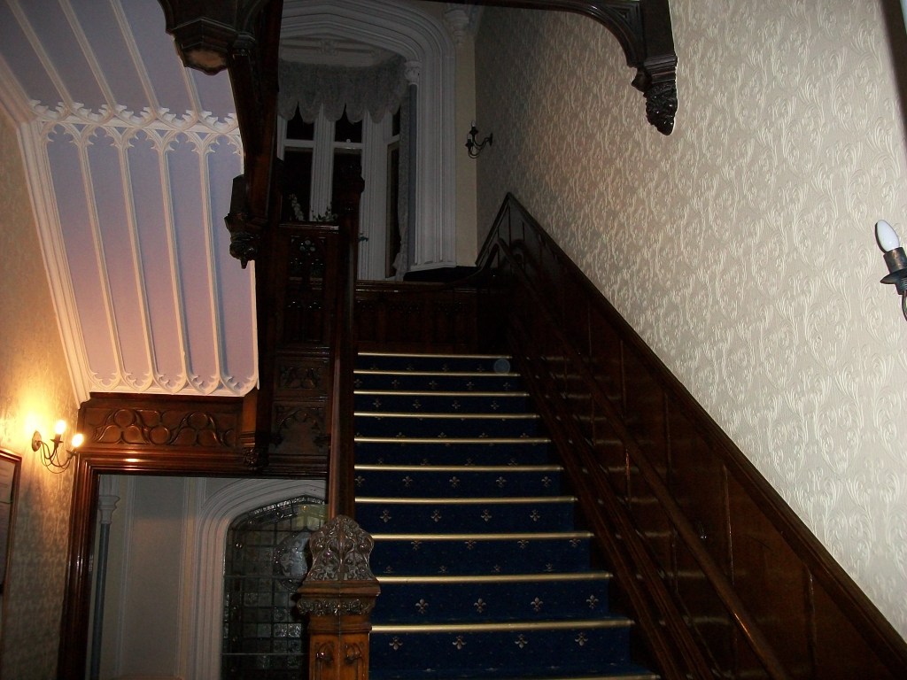 Ryecroft Hall Staircase orbs photo taken by Catherine Green ghost hunter of SpookyMrsGreen.com mindful parenting and modern pagan lifestyle blog.