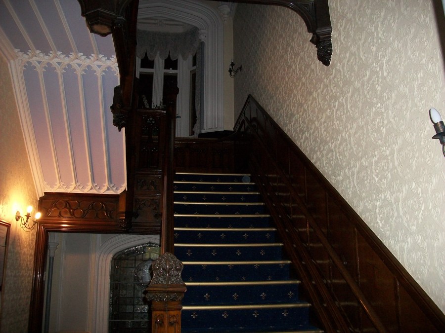 Ryecroft Hall Ghost Hunt Staircase orbs photo taken by Catherine Green ghost hunter of SpookyMrsGreen.com mindful parenting and modern pagan lifestyle blog.