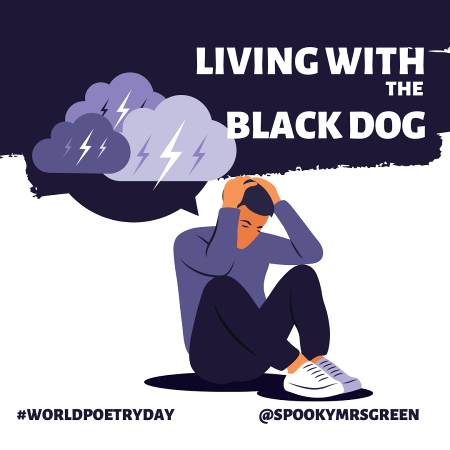 Living with the Black Dog Poem for World Poetry Day written by Catherine Green of SpookyMrsGreen.com mindful parenting and modern pagan lifestyle blog.