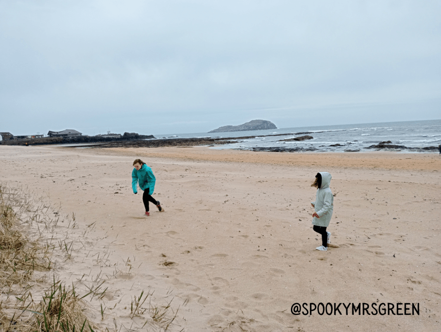 North Berwick beach in Scotland family holiday featured at SpookyMrsGreen.com mindful parenting and modern pagan lifestyle blog.