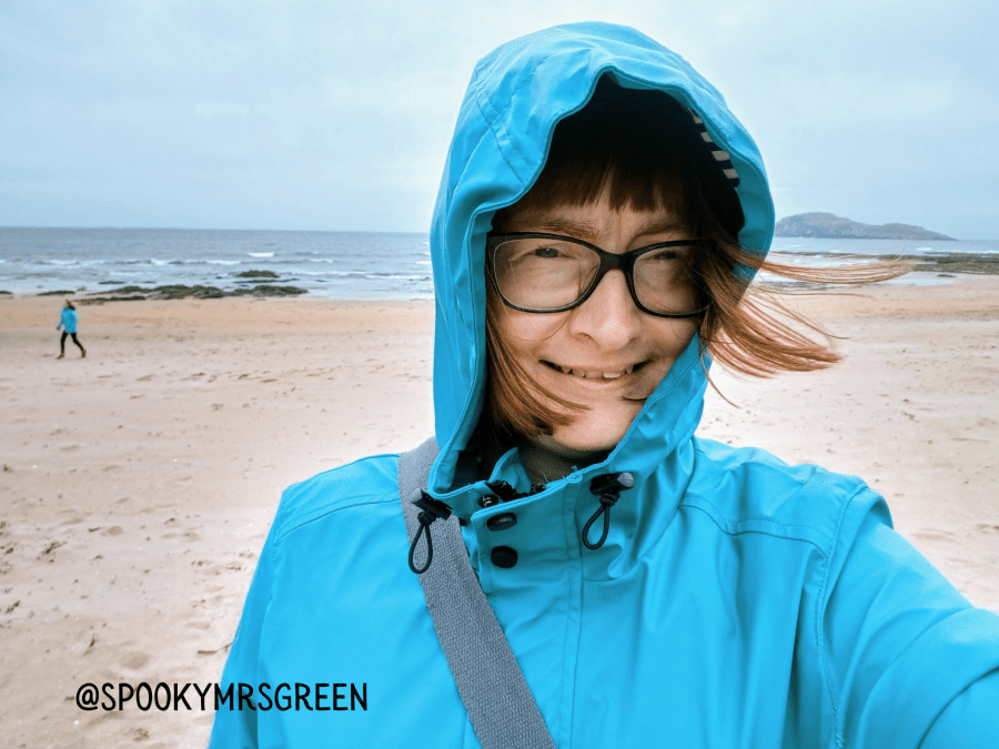 Windy day at North Berwick in Scotland family holiday featured at SpookyMrsGreen.com mindful parenting and modern pagan lifestyle blog.