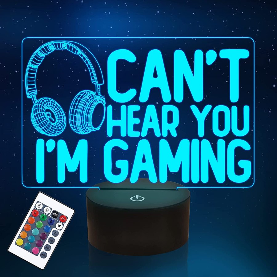 "Can't Hear You I'm Gaming" neon sign from Amazon. Gamer gift ideas. Affiliated with SpookyMrsGreen.com mindful parenting and modern pagan lifestyle blog.