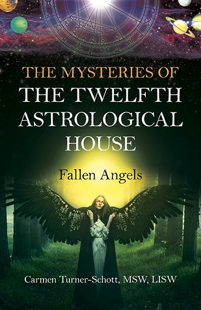 Book cover for The Mysteries of the Twelfth Astrological House Fallen Angels book by Carmen Turner-Schott #BookTalk book review at SpookyMrsGreen.com pagan lifestyle blog.