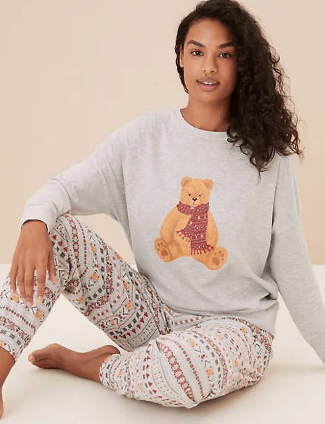 MandS Teddy Bear PJs Women's Clothes Christmas Pyjamas affiliated with SpookyMrsGreen.com mindful parenting and modern pagan lifestyle blog.