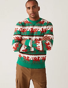 MandS Wales Welsh Christmas Jumper affiliated with SpookyMrsGreen.com mindful parenting and modern pagan lifestyle blog.
