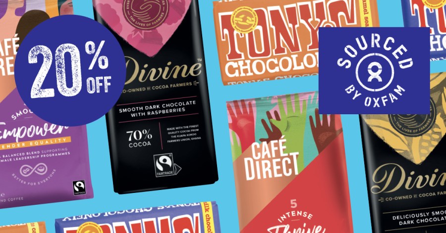 Image of Divine fairtrade chocolate, Tony's Chocolonely chocolate, Cafe Direct fairtrade coffee. Oxfam Online Shop up to 20% off Fairtrade Chocolate and Coffee for #WorldChocolateDay affiliated with SpookyMrsGreen.com mindful parenting and modern pagan lifestyle blog.