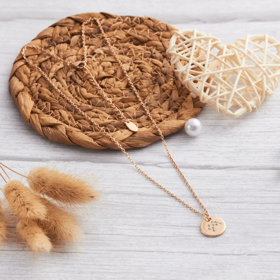 Philip Jones Jewellery Aquarius Star Sign Necklace Rose Gold affiliated with SpookyMrsGreen.com mindful parenting and modern pagan lifestyle blog.