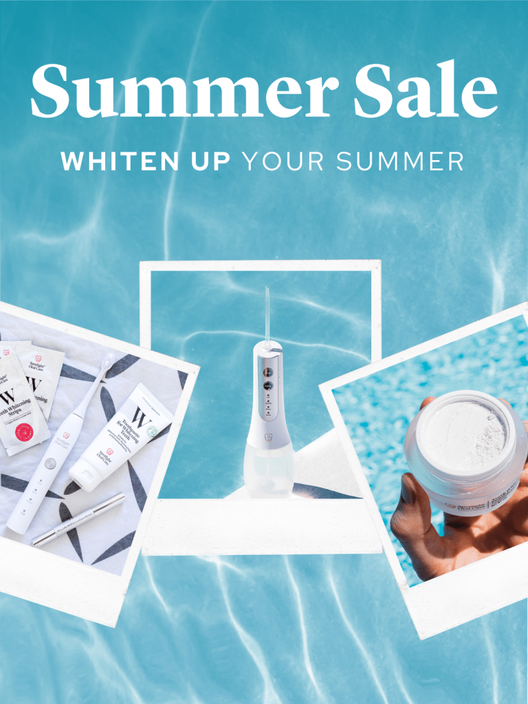 Image of teeth whitening products and electric toothbrush bundles from Spotlight Oral Care. Text reads "Summer Sale Whiten Up Your Summer." Spotlight Oral Care Summer Sale affiliated with SpookyMrsGreen.com mindful parenting and modern pagan lifestyle blog.