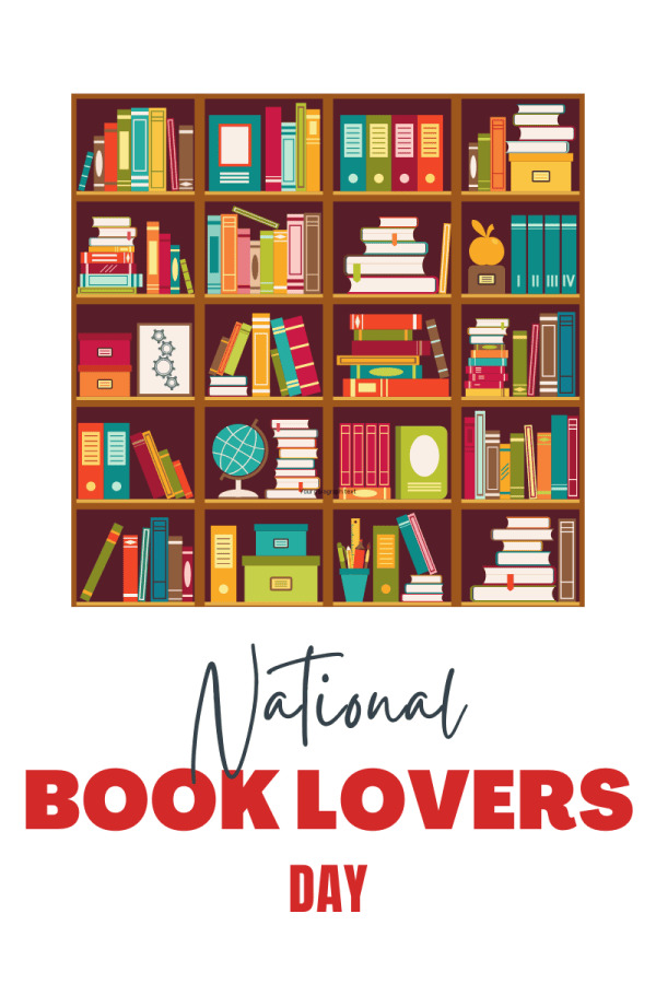 Image of a large bookshelf full of colourful books. Text reads, “National Book Lovers Day.” Shared by LGBT fantasy book writer Catherine Green at SpookyMrsGreen.com mindful parenting and modern pagan lifestyle blog.