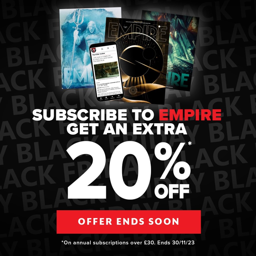 Black background with white text and red text box. Text reads, "Black Friday. Get an extra 20 per cent off offers end soon.” Image of Empire magazine from Great Magazines affiliated with SpookyMrsGreen.com mindful parenting and modern pagan lifestyle blog.