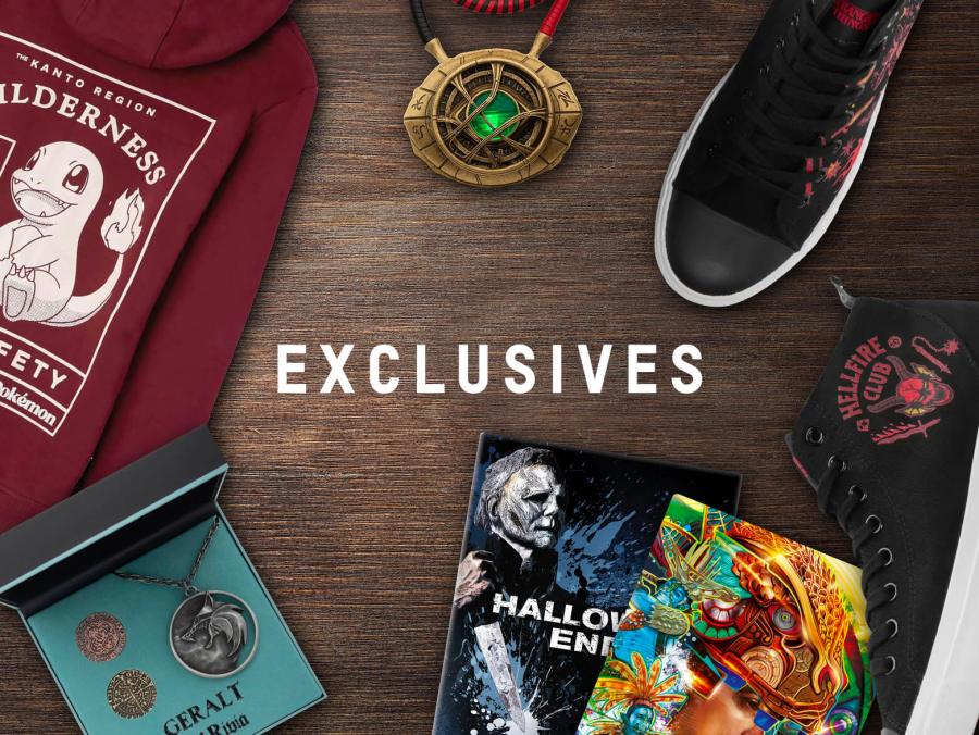 Image of pop culture themed hoodie, necklace, shoes, movie merchandise and gifts from Zavvi affiliated with SpookyMrsGreen.com mindful parenting and modern pagan lifestyle blog.