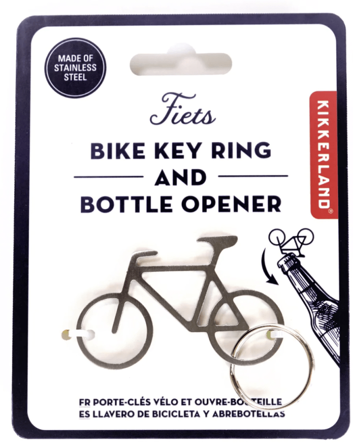 Image of Bike Key Ring and Bottle Opener from Kikkerland affiliated with SpookyMrsGreen.com mindful parenting and modern pagan lifestyle blog.