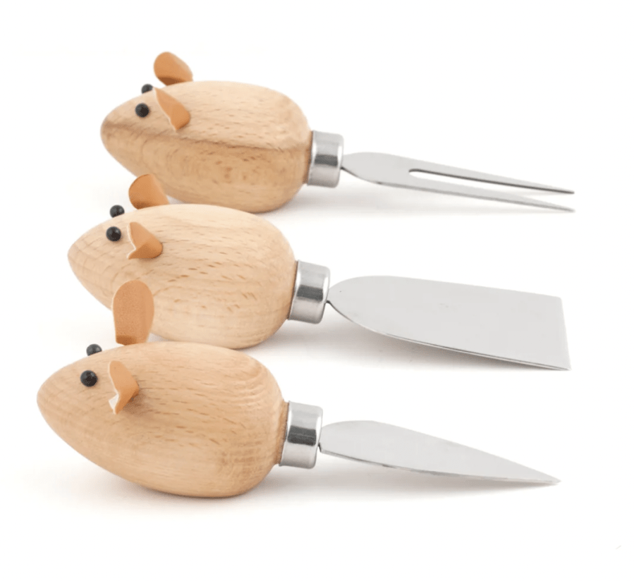Image of Cheese Knives Mice Set Of Three from Kikkerland affiliated with SpookyMrsGreen.com mindful parenting and modern pagan lifestyle blog.