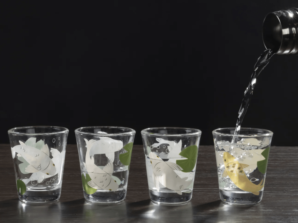 Image of Koi Morph Shot Glasses from Kikkerland affiliated with SpookyMrsGreen.com mindful parenting and modern pagan lifestyle blog.