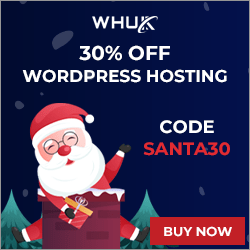 Cartoon image of Santa Claus taking presents down a chimney. Text reads, “WebHosting UK 30 per cent OFF WordPress Hosting code SANTA30, Buy Now.” Web Hosting UK affiliated with SpookyMrsGreen.com mindful parenting and modern pagan lifestyle blog.