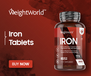 Image of WeightWorld Iron Tablets affiliated with SpookyMrsGreen.com mindful parenting and modern pagan lifestyle blog.