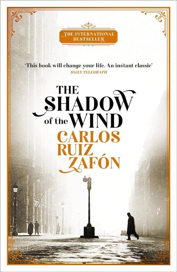 Book cover for “The Shadow of the Wind” by Carlos Ruiz Zafon reviewed by LGBT fantasy book writer Catherine Green for SpookyMrsGreen.com mindful parenting and modern pagan lifestyle blog.