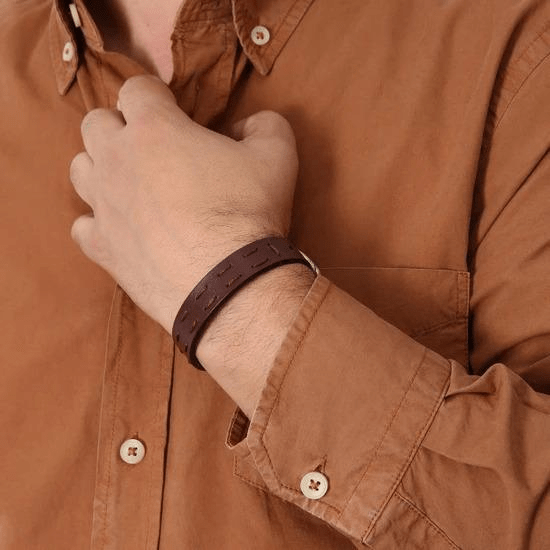 Image of a man wearing a Fossil JA6732710 Vintage Casual Bracelet from Watch Home affiliated with SpookyMrsGreen.com mindful parenting and modern pagan lifestyle blog.