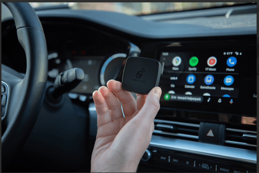 Image of AAWireless Android Auto Adapter reviewed by LGBT fantasy book writer Catherine Green for SpookyMrsGreen.com mindful parenting and modern pagan lifestyle blog.