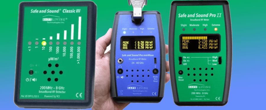 Image of Safe and Sound EMF Meters by Safe Living Technologies from Shield Your Body affiliated with SpookyMrsGreen.com mindful parenting and modern pagan lifestyle blog.