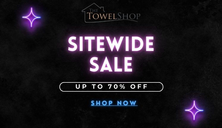 Black background with twinkling stars and The Towel Shop company logo. Text reads, “The Towel Shop sitewide sale up to seventy per cent off. Shop now.” The Towel Shop affiliated with SpookyMrsGreen.com mindful parenting and modern pagan lifestyle blog.
