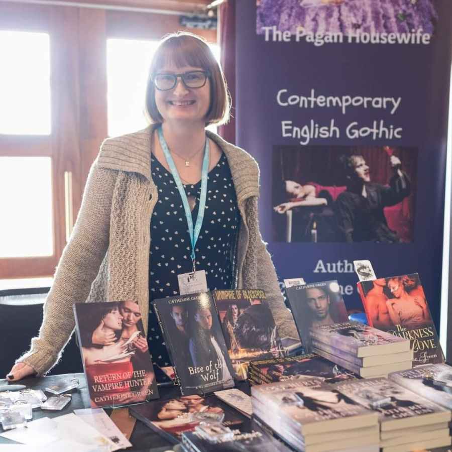 Image credit Lee Foxall. Photo of paranormal author Catherine Green at Books on the Beach in Blackpool 2024.
