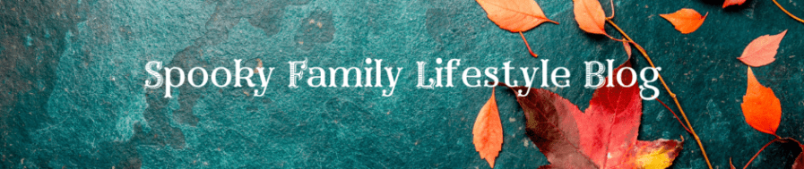 Colourful image of autumn leaves on a dark blue watery background. SpookyMrsGreen.com: Spooky family lifestyle blog.
