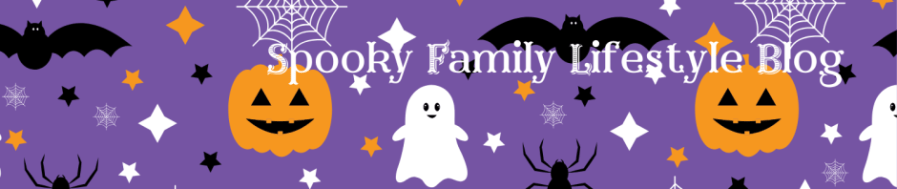 Colourful cute spooky Halloween image of ghosts, pumpkins, bats, spiders, spider webs and stars. SpookyMrsGreen.com: Spooky family lifestyle blog.