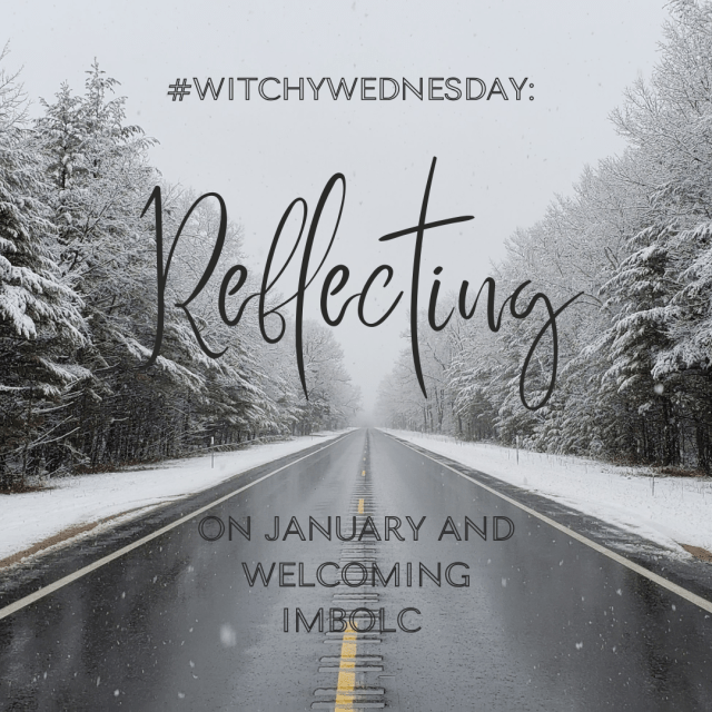 Black and white image of snow on a straight road with snow covered trees and forest surrounding it. Winter turning to Spring. #WitchyWednesday: Reflecting on January and Welcoming Imbolc at SpookyMrsGreen spooky family lifestyle blog.