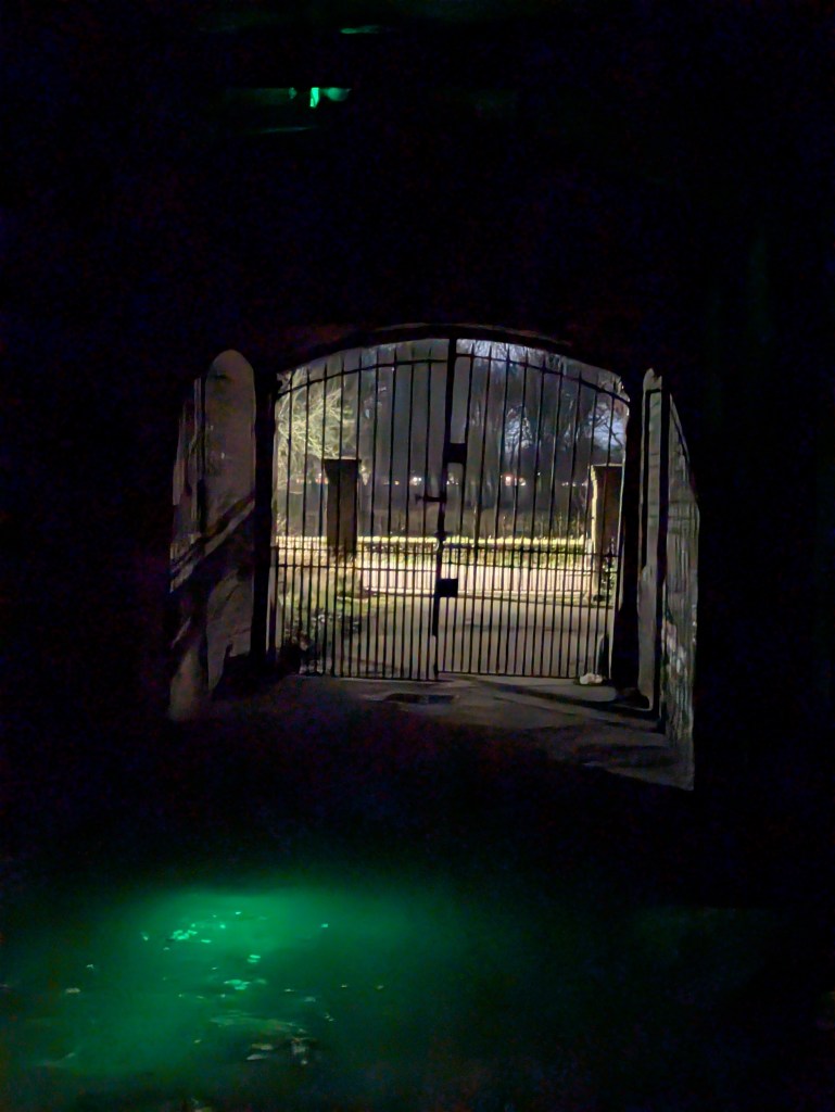 Image of locked iron gates at Newsham Park Haunted Hospital Ghost Hunt locked gates spooky.