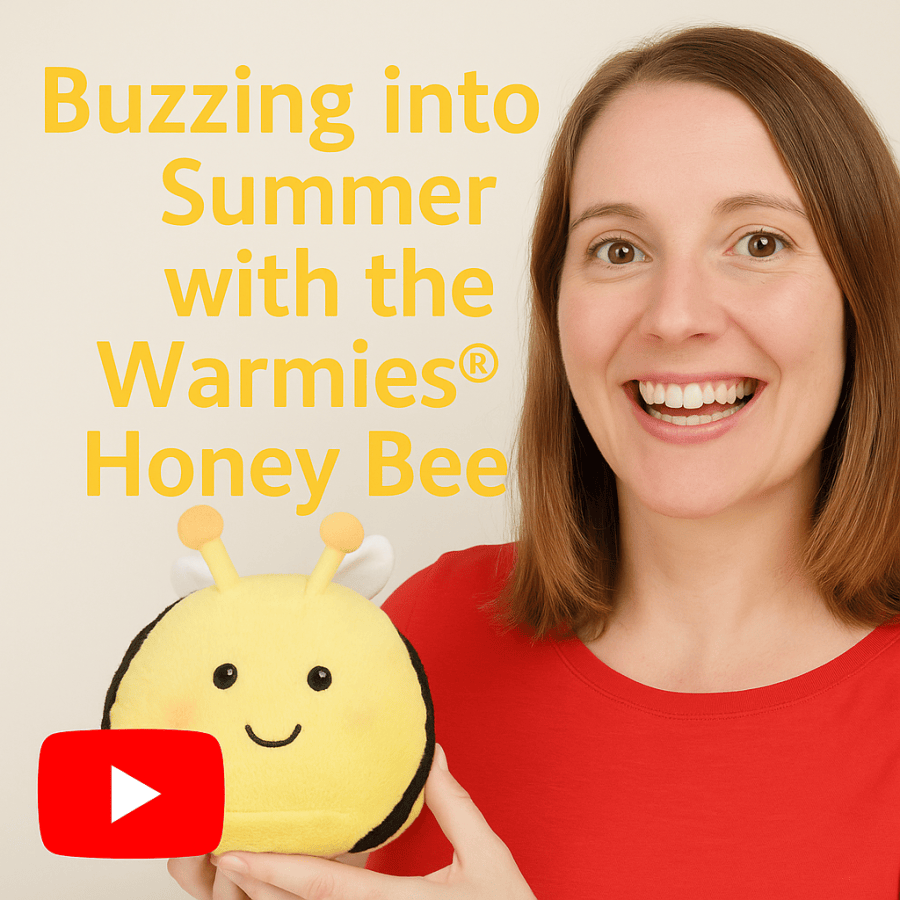 See our product review video on the SpookyMrsGreen YouTube channel Warmies Honey Bee.